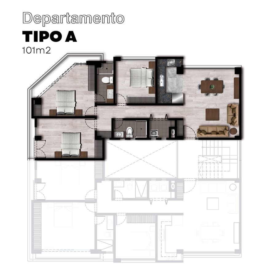 Departamento Tipo A · 101 m²