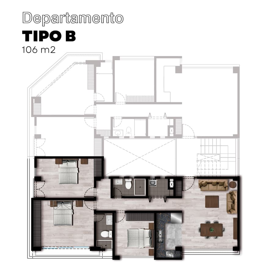 Departamento Tipo B · 106 m²